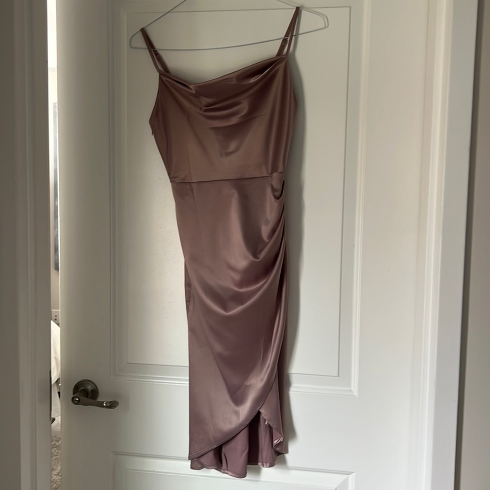 Satin Cowl Neck Spaghetti Strap Dress NWT